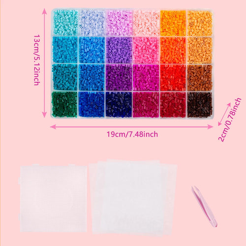 12000pcs 2.6mm Perler Beads Craft Kit 24 Vibrant Colors with Multiple Tools Pixel Art Creative Perler Beads Handmade Decoration