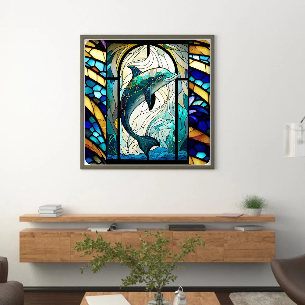 Animal Printed Glass Cross Stitch Kit DIY 11CT Thread Art Needlework Home Decor