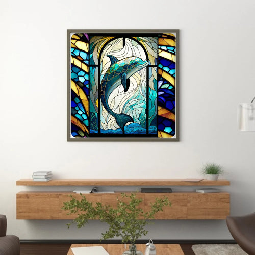 Animal Printed Glass Cross Stitch Kit DIY 11CT Thread Art Needlework Home Decor